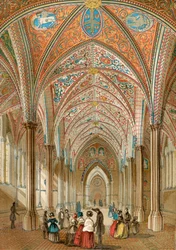 Interno della Temple Church, Londra, Inghilterra, da Old England: A Pictorial Museum, pub. 1847